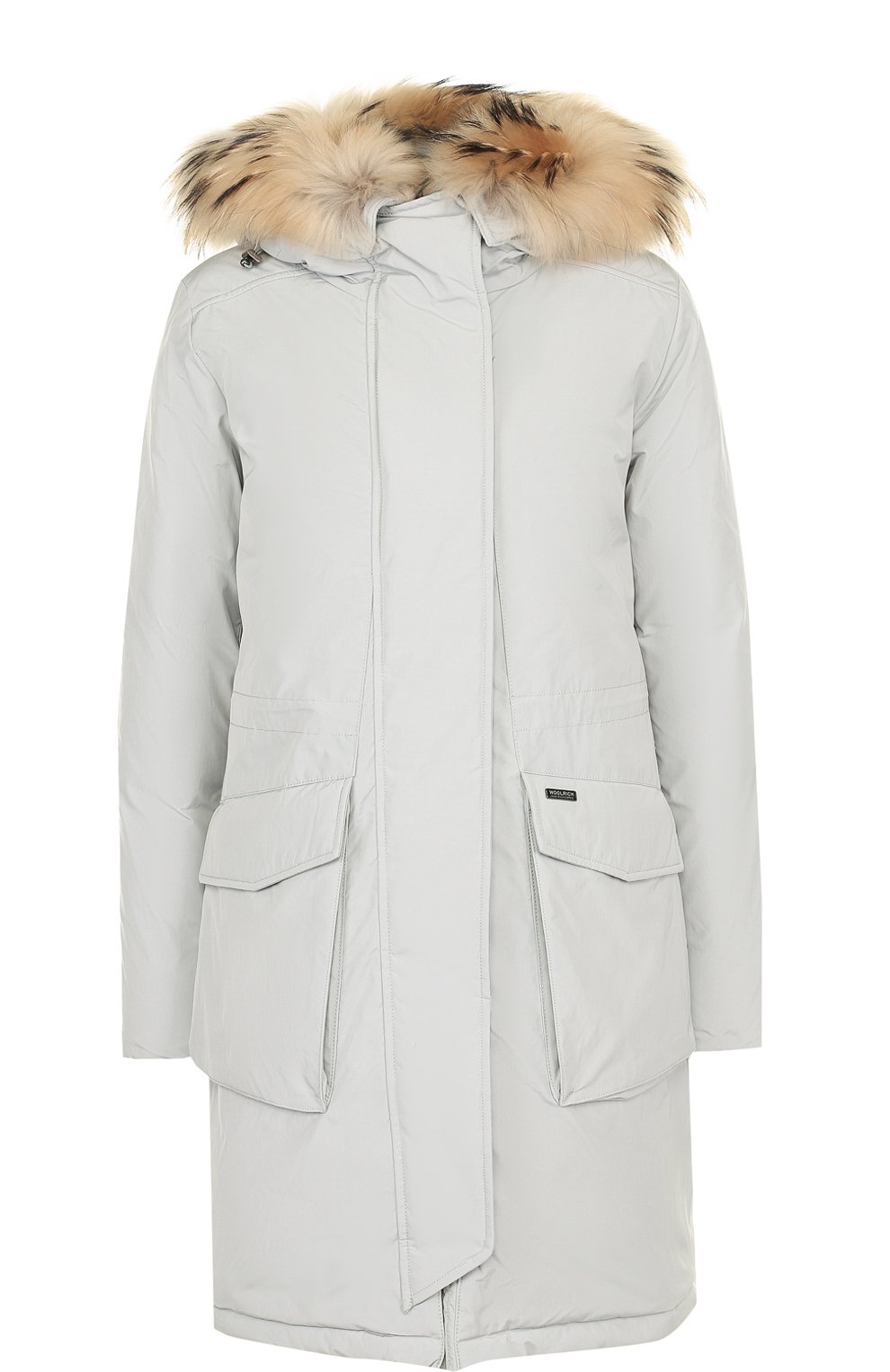 Пуховая парка с меховой отделкой капюшона WOOLRICH серого цвета по цене 89950 руб., арт. WWCPS2481/SM20, фото 1 Пуховая парка с меховой отделкой капюшона WOOLRICH, арт. WWCPS2481/SM20, фото 1