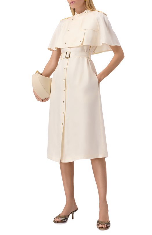 Платье из вискозы Burberry 8109095 Кремовый  8109095 Фото 3
