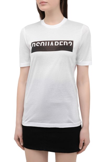 Хлопковая футболка DSQUARED2 белого цвета по цене 22650 руб., арт. S75GD0153/S23848, фото 3 Хлопковая футболка DSQUARED2, арт. S75GD0153/S23848, фото 3