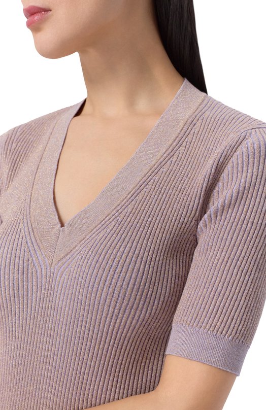 Пуловер из хлопка и шерсти Nina Ricci 26PMPU015/ML0600 Сиреневый  26PMPU015/ML0600 Фото 5