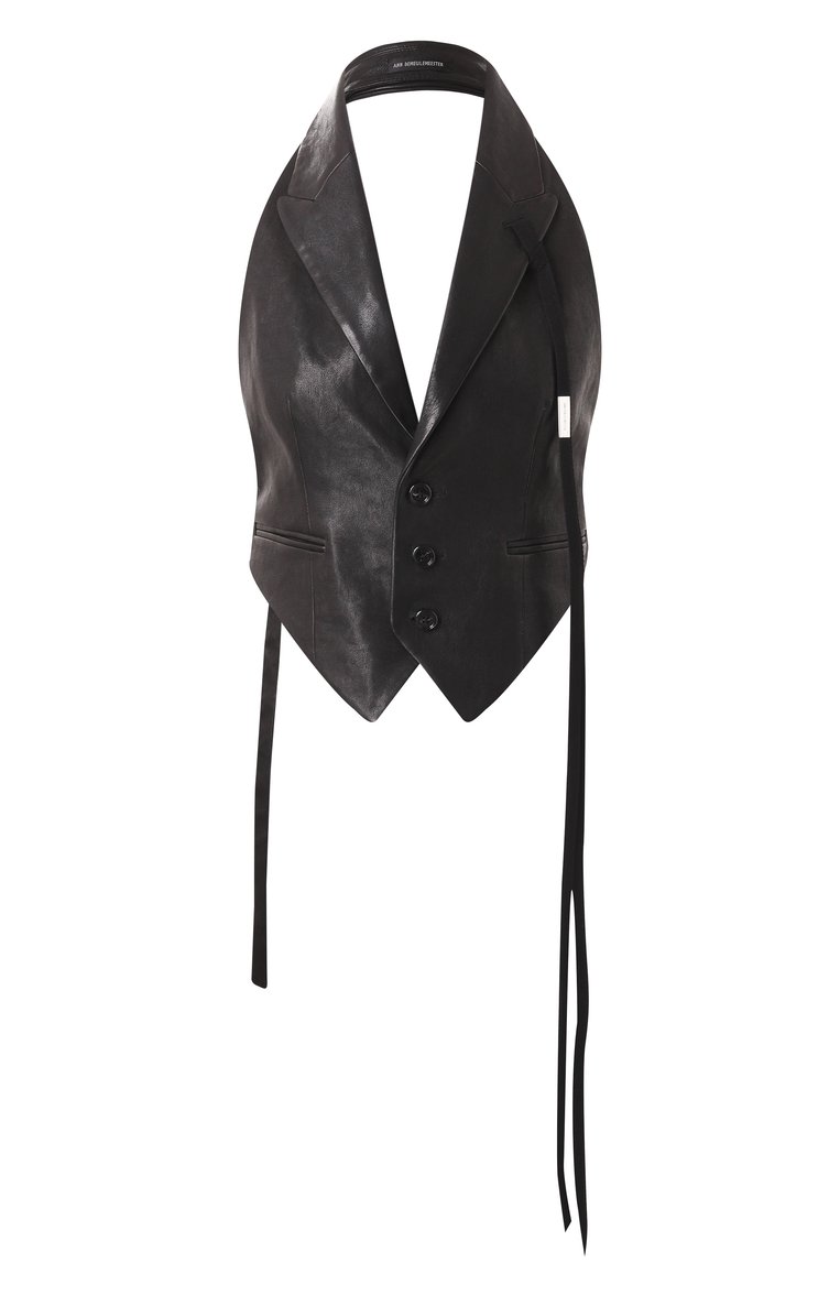 Женский кожаный жилет ANN DEMEULEMEESTER черного цвета, арт. B0012418/LT151 | Фото 1 (Материал внешний: Натуральная кожа; Нос: Не проставлено; Женское Кросс-КТ: Жилет-одежда; Стили: Гранж)