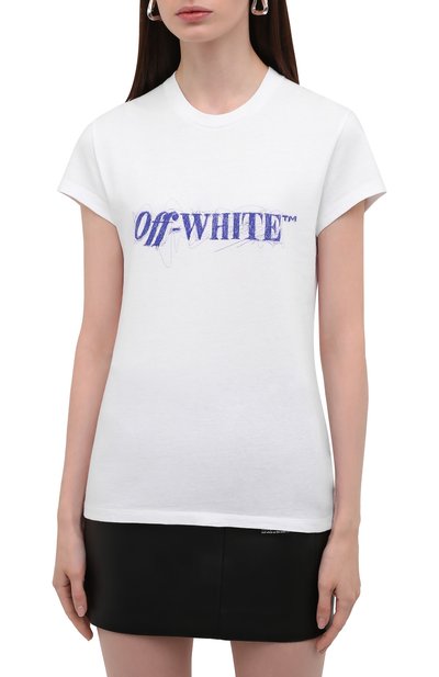 Хлопковая футболка OFF-WHITE белого цвета по цене 29100 руб., арт. 0WAA040F21JER002, фото 3 Хлопковая футболка OFF-WHITE, арт. 0WAA040F21JER002, фото 3