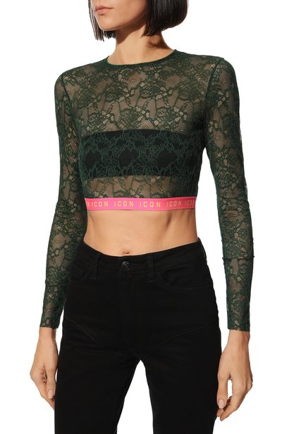 Топ DSQUARED2 зеленого цвета по цене 11350 руб., арт. D8M084020, фото 3 Топ DSQUARED2, арт. D8M084020, фото 3