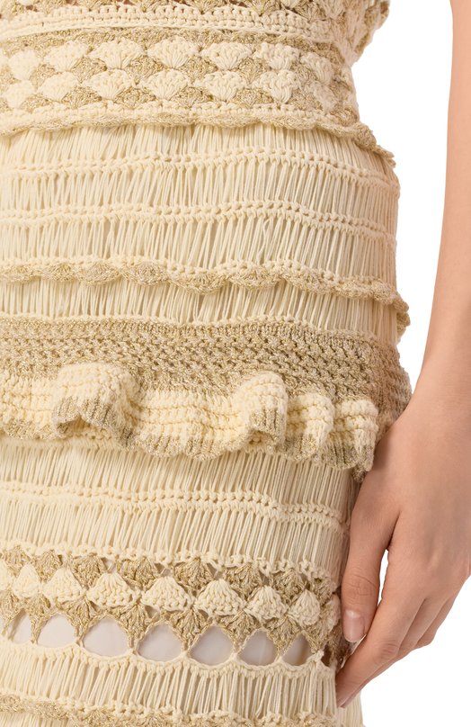 Юбка из вискозы и хлопка Zimmermann 5727SRS262 Кремовый  5727SRS262 Фото 5
