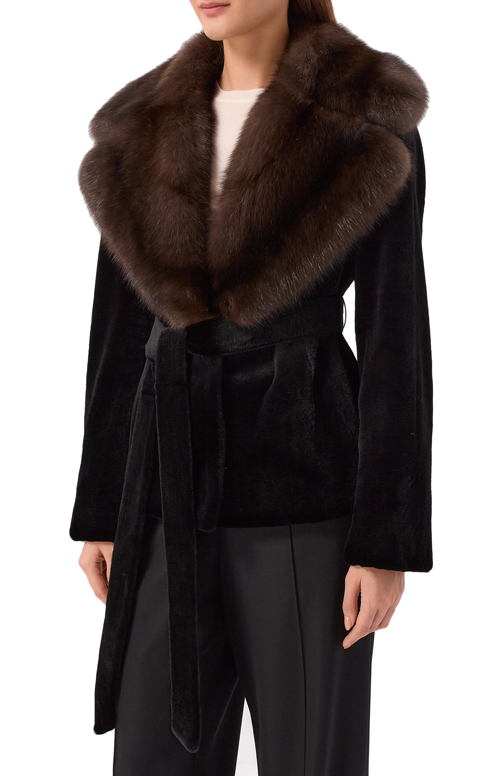 Шуба из норки с отделкой из соболя MVST, арт. M038/MINK SHAVED + SABLE WILD, фото 3