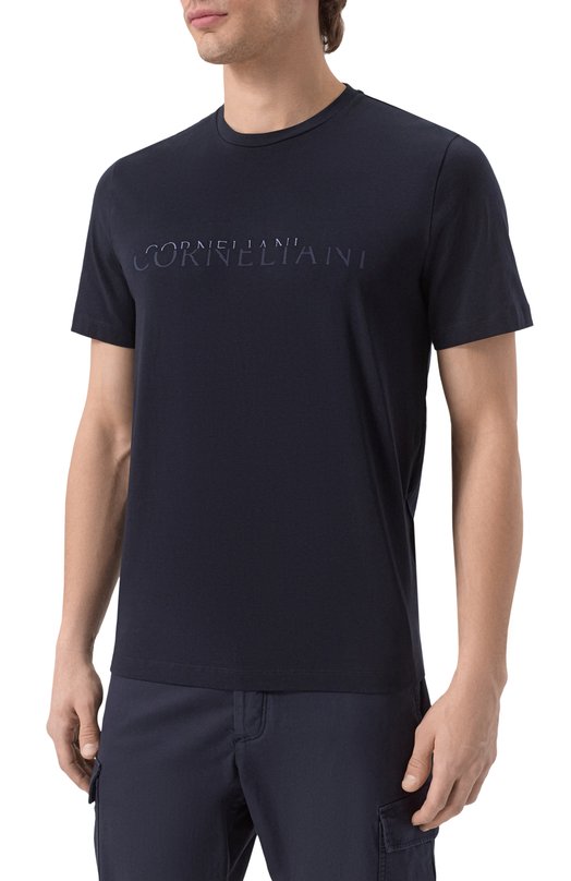 Хлопковая футболка Corneliani 25G581-2525059 Синий  25G581-2525059 Фото 3