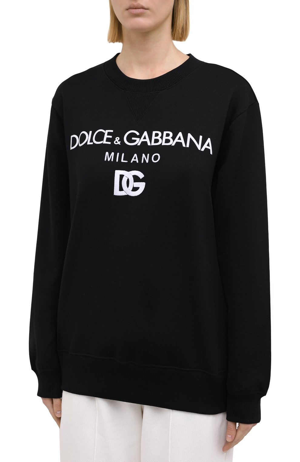 Хлопковый свитшот DOLCE & GABBANA черного цвета по цене 72150 руб., арт. F9I50Z/G7XJQ, фото 3 Хлопковый свитшот DOLCE & GABBANA, арт. F9I50Z/G7XJQ, фото 3