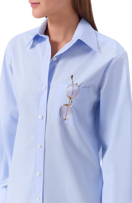 Хлопковая рубашка Moschino V0225/0531 Голубой  V0225/0531 Фото 5