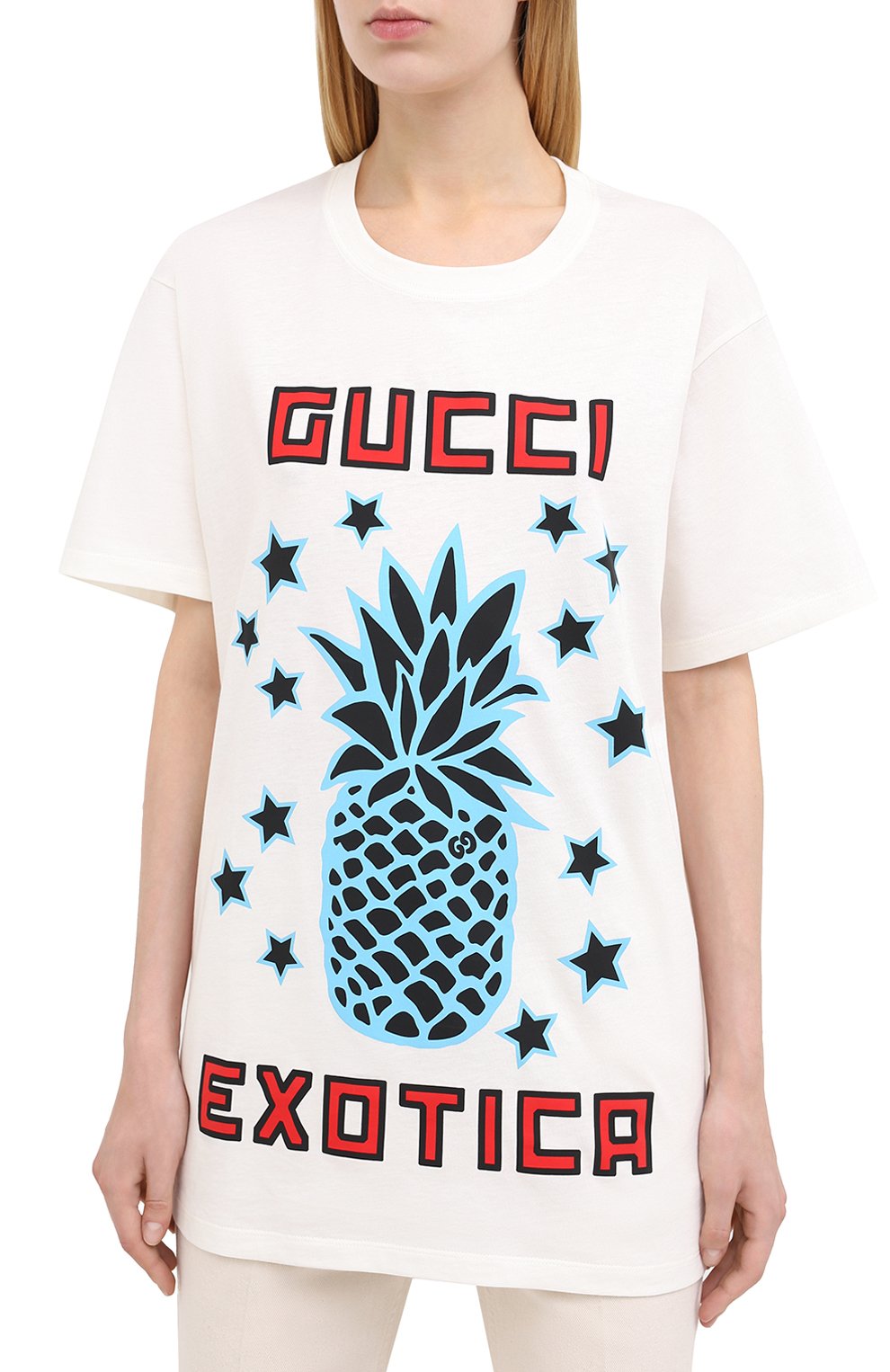 Хлопковая футболка GUCCI белого цвета по цене 29300 руб., арт. 615044/XJCRE, фото 3 Хлопковая футболка GUCCI, арт. 615044/XJCRE, фото 3