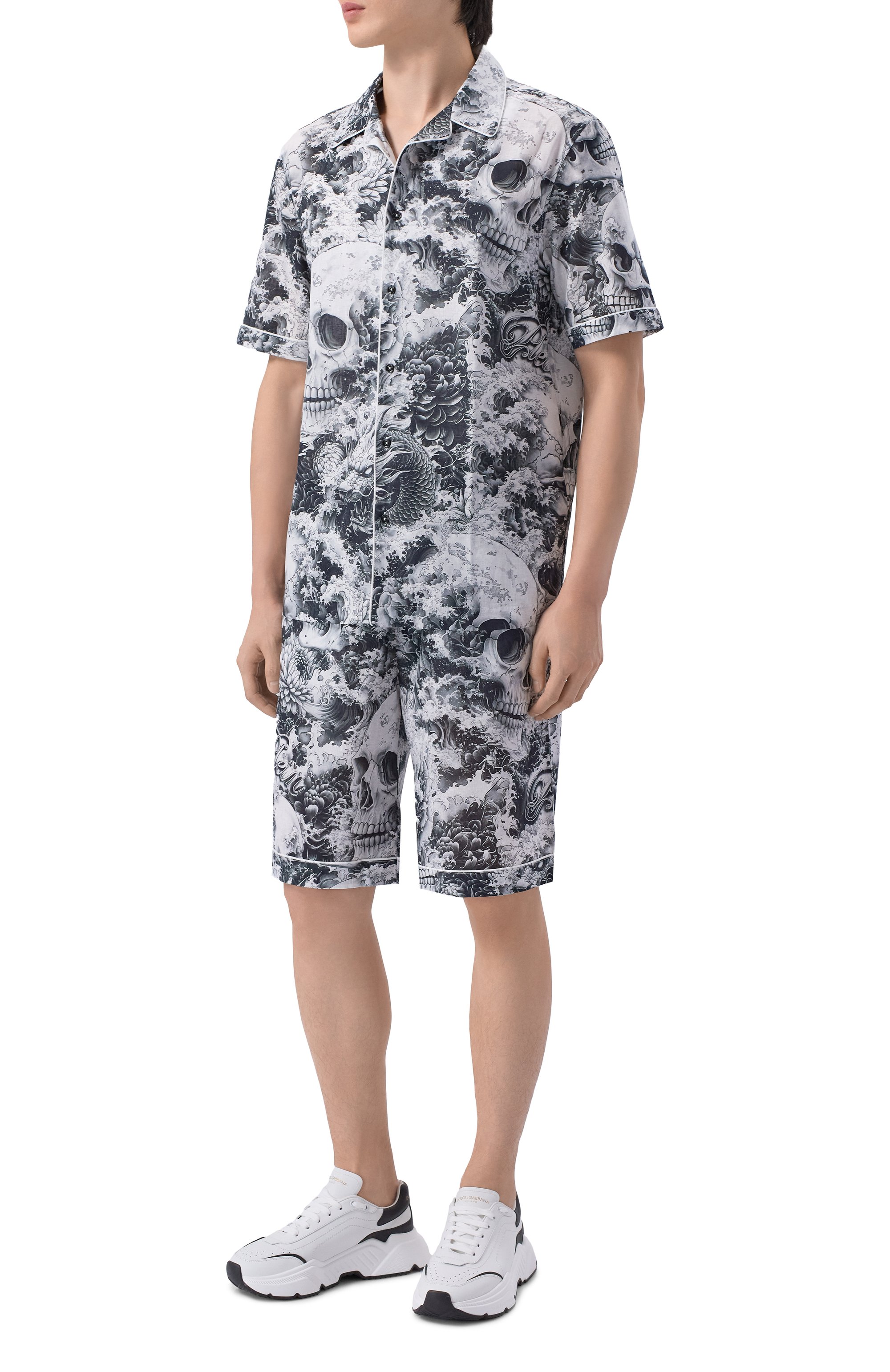 Шорты изо льна и хлопка PHILIPP PLEIN черно-белого цвета по цене 76250 руб., арт. SAFC MRT1641 PTE003N, фото 2 Шорты изо льна и хлопка PHILIPP PLEIN, арт. SAFC MRT1641 PTE003N, фото 2