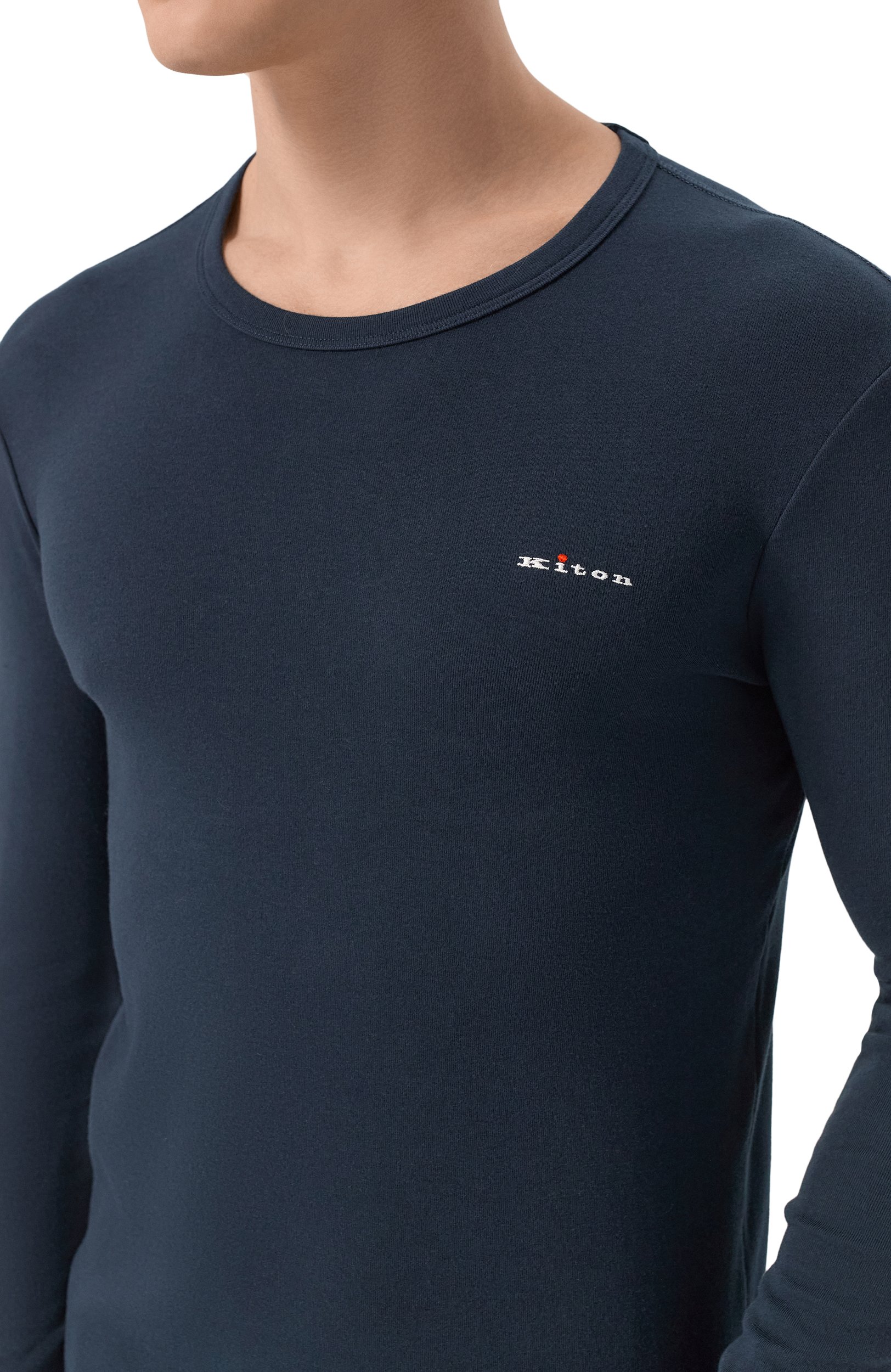 Хлопковый лонгслив KITON темно-синего цвета по цене 48950 руб., арт. UNWM012K0263L, фото 5 Хлопковый лонгслив KITON, арт. UNWM012K0263L, фото 5