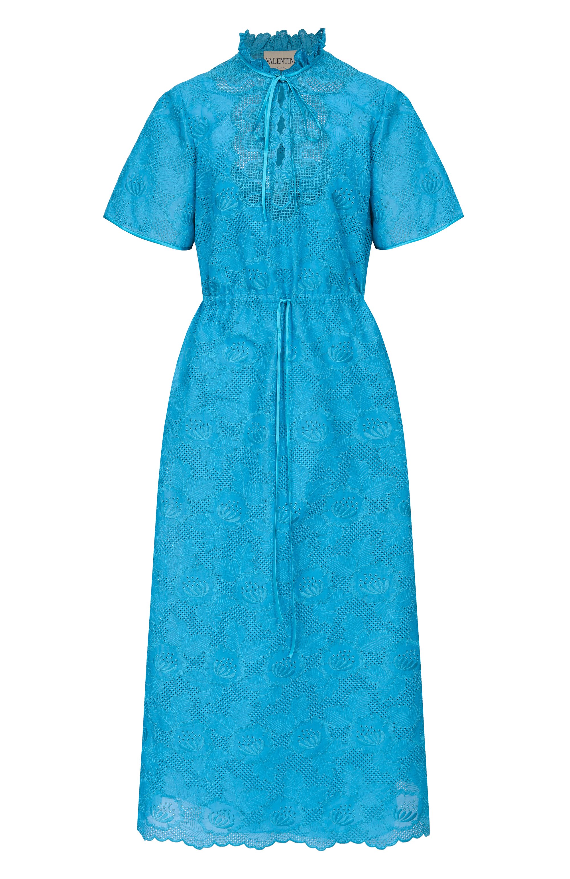 Хлопковое платье VALENTINO бирюзового цвета по цене 557000 руб., арт. 8B3VAJK5/A4G, фото 1 Хлопковое платье VALENTINO, арт. 8B3VAJK5/A4G, фото 1