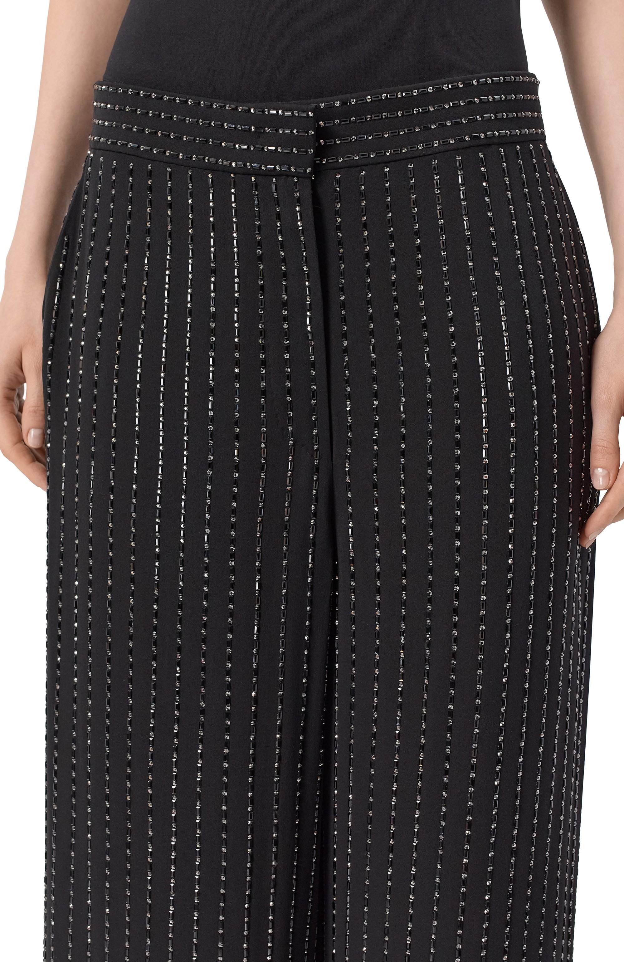 Шелковые брюки с отделкой стразами GIORGIO ARMANI, арт. GW001542/AF19945, фото 5