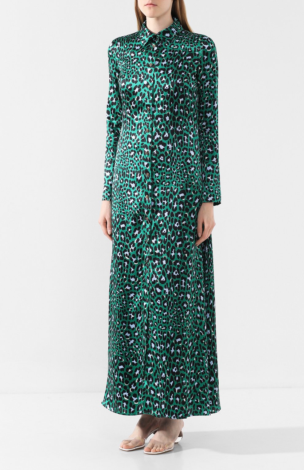 Атласное платье OLIVIA VON HALLE зеленого цвета по цене 78550 руб., арт. AW1946, фото 3 Атласное платье OLIVIA VON HALLE, арт. AW1946, фото 3