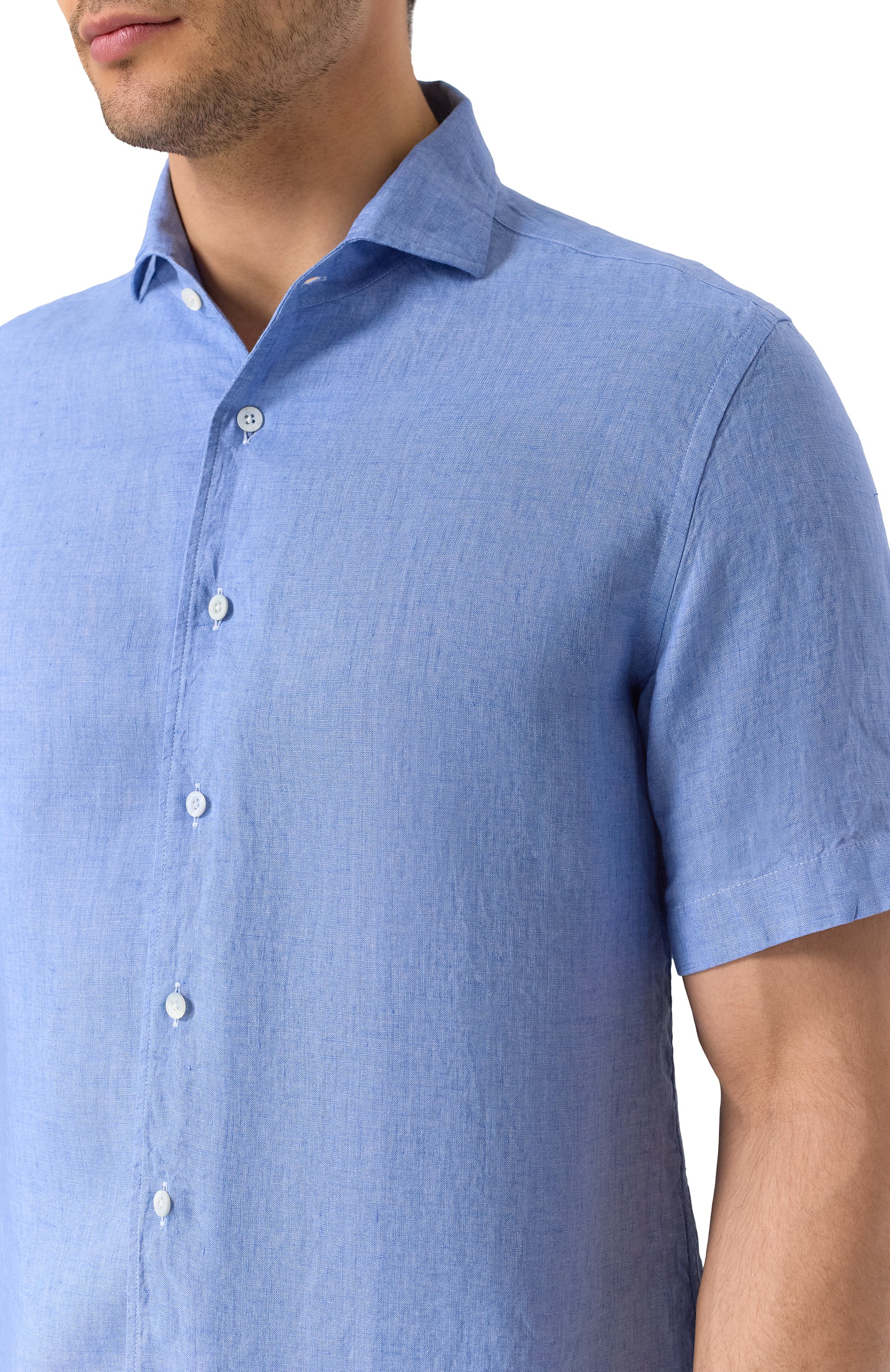 Льняная рубашка CORNELIANI голубого цвета по цене 38800 руб., арт. 25I126-2511334, фото 5 Льняная рубашка CORNELIANI, арт. 25I126-2511334, фото 5