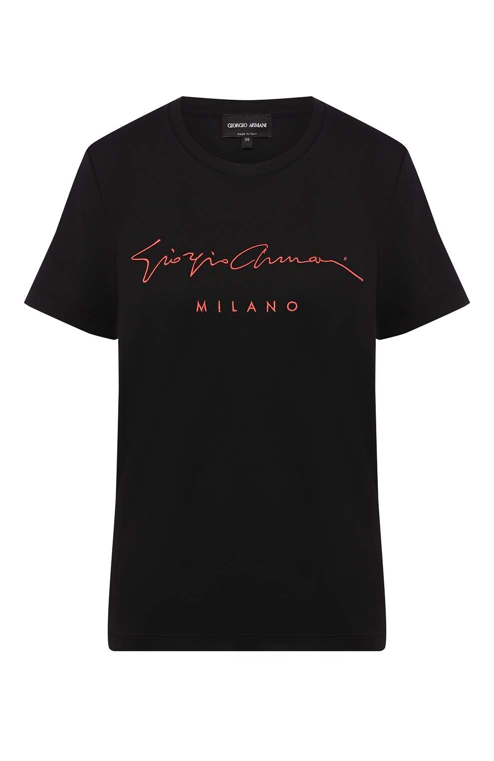 Хлопковая футболка GIORGIO ARMANI черного цвета по цене 34950 руб., арт. 6GAM90/AJRQZ, фото 1 Хлопковая футболка GIORGIO ARMANI, арт. 6GAM90/AJRQZ, фото 1