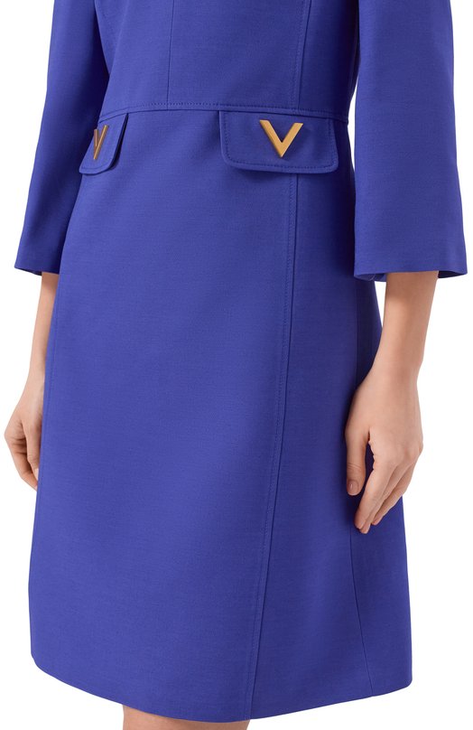 Платье из шерсти и шелка Valentino 8B3VAJ56/1CF Синий  8B3VAJ56/1CF Фото 4