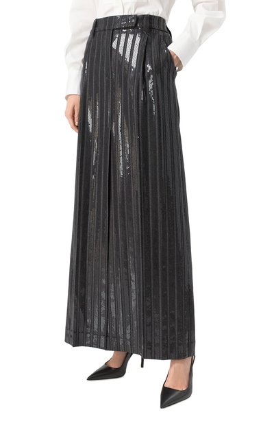 Шерстяная юбка с отделкой пайетками BRUNELLO CUCINELLI, арт. MB009G3698, фото 3