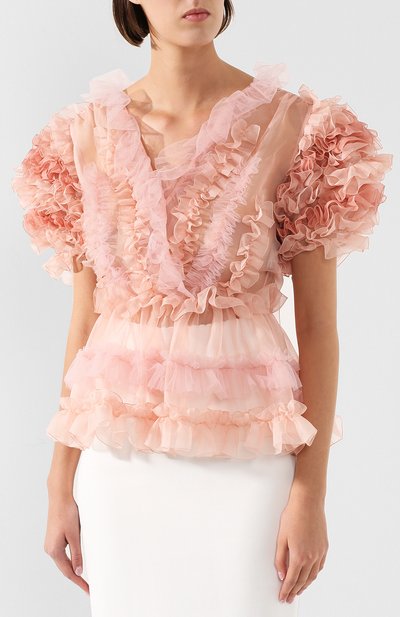 Шелковый топ DOLCE & GABBANA светло-розового цвета по цене 267500 руб., арт. F73U7T/FU1BU, фото 3 Шелковый топ DOLCE & GABBANA, арт. F73U7T/FU1BU, фото 3