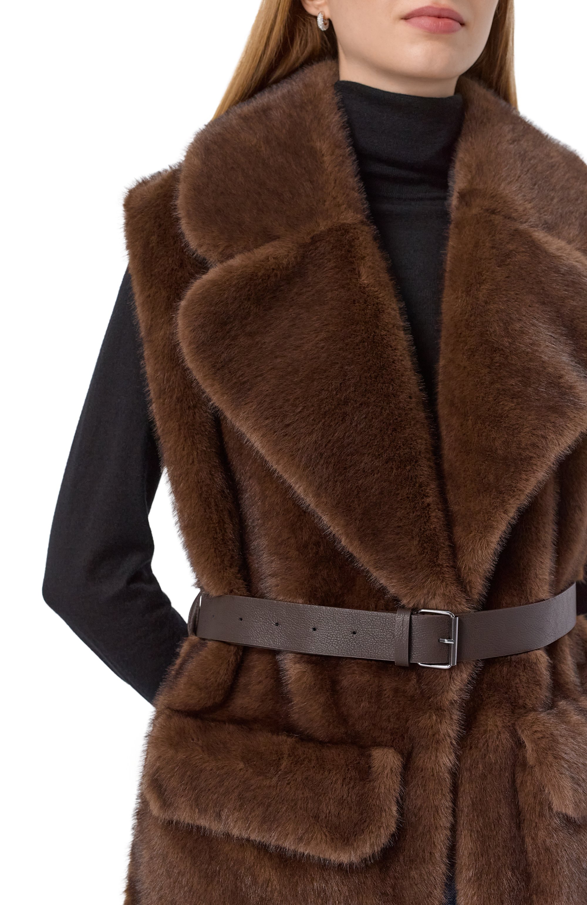 Жилет из экомеха P.A.R.O.S.H. коричневого цвета по цене 57250 руб., арт. PULSE-D400528, фото 5 Жилет из экомеха P.A.R.O.S.H., арт. PULSE-D400528, фото 5