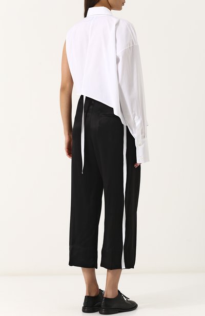 Однотонная хлопковая блуза асимметричного кроя ANN DEMEULEMEESTER, арт. 1801-2022-128-001, фото 4