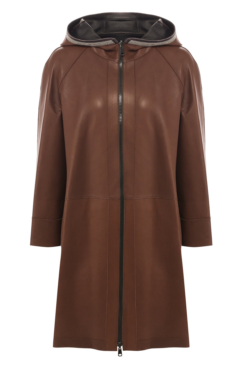 Кожаное пальто BRUNELLO CUCINELLI коричневого цвета по цене 793000 руб., арт. MP0SR9350P, фото 1 Кожаное пальто BRUNELLO CUCINELLI, арт. MP0SR9350P, фото 1