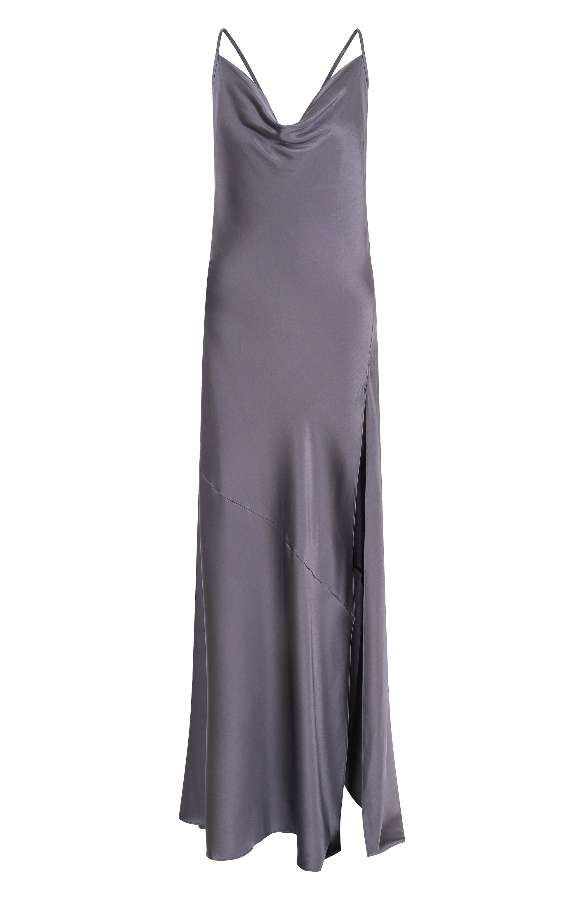 Атласное платье DANAME серого цвета по цене 99500 руб., арт. 625FW6701S, фото 1 Атласное платье DANAME, арт. 625FW6701S, фото 1