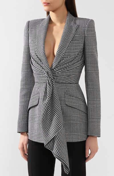 Шерстяной жакет ALEXANDER MCQUEEN черно-белого цвета по цене 420000 руб., арт. 584785/QJAAH, фото 3 Шерстяной жакет ALEXANDER MCQUEEN, арт. 584785/QJAAH, фото 3