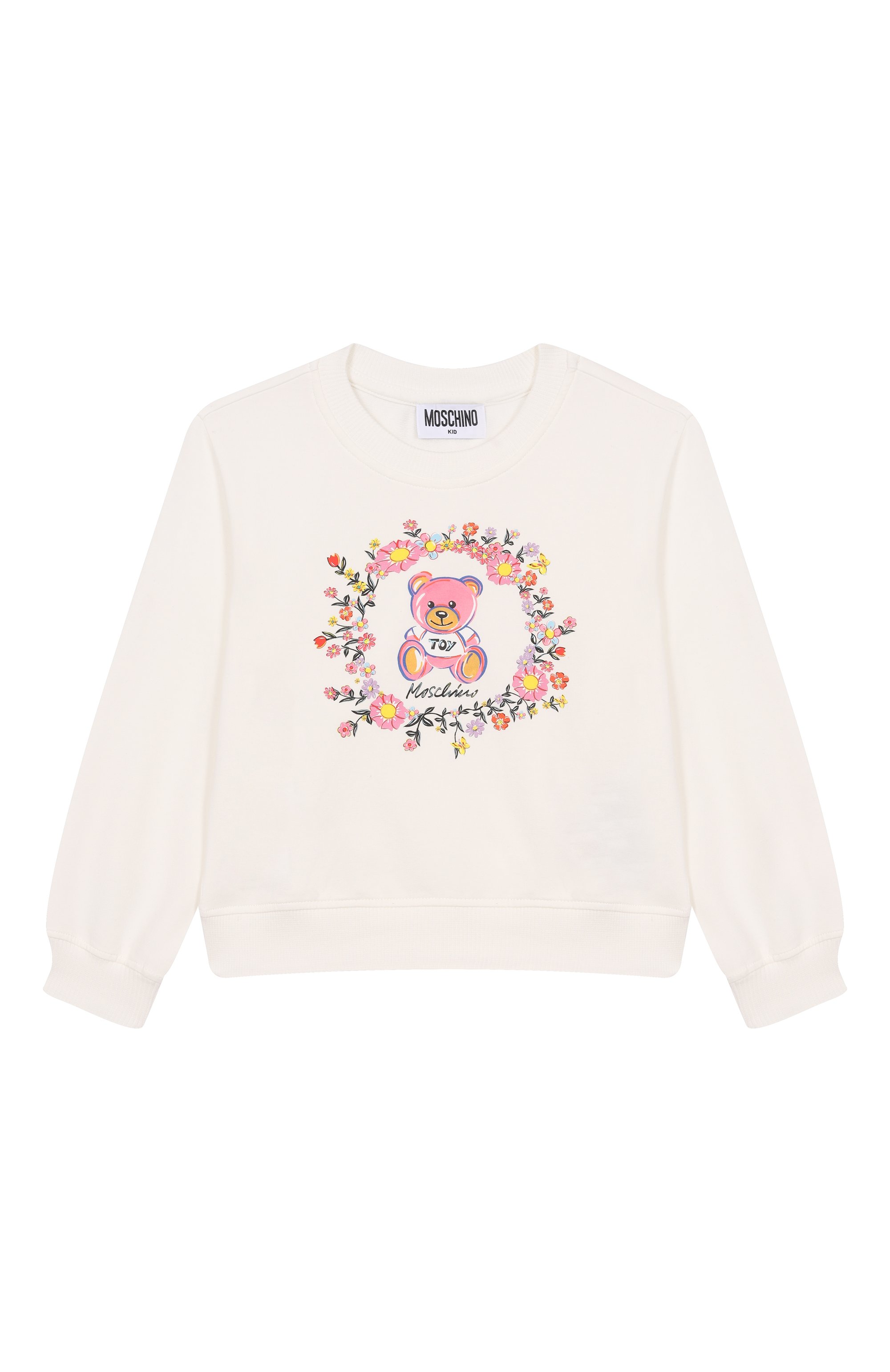 Хлопковый свитшот MOSCHINO молочного цвета по цене 10700 руб., арт. HIF02M/LDA13/4-8, фото 1 Хлопковый свитшот MOSCHINO, арт. HIF02M/LDA13/4-8, фото 1