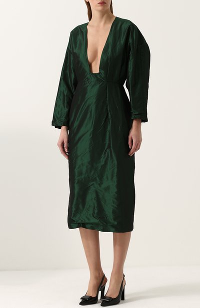 Шелковое платье-миди с глубоким v-образным вырезом TATA NAKA, арт. TN20000/TAFFETA, фото 3