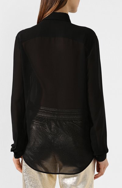 Шелковая рубашка SAINT LAURENT черного цвета по цене 83950 руб., арт. 512192/Y059R, фото 4 Шелковая рубашка SAINT LAURENT, арт. 512192/Y059R, фото 4