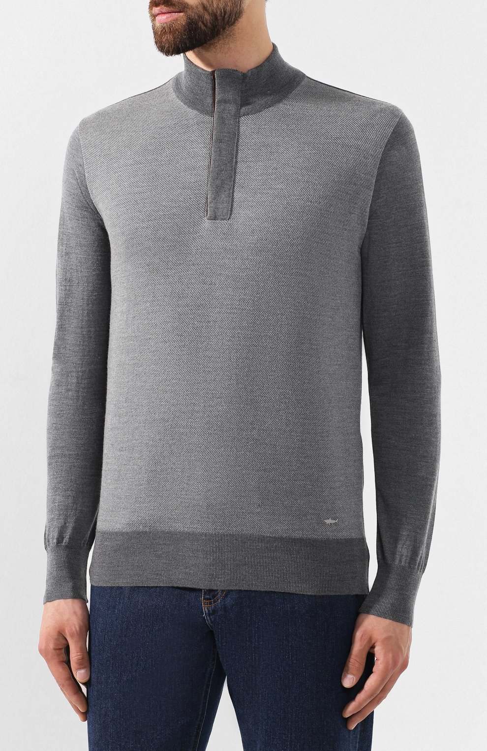 Джемпер из смеси шерсти и кашемира PAUL&SHARK серого цвета по цене 43800 руб., арт. A19P1156, фото 3 Джемпер из смеси шерсти и кашемира PAUL&SHARK, арт. A19P1156, фото 3