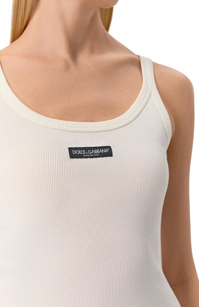 Хлопковая майка DOLCE & GABBANA кремового цвета по цене 44550 руб., арт. F8W45T/FU7AV, фото 5 Хлопковая майка DOLCE & GABBANA, арт. F8W45T/FU7AV, фото 5