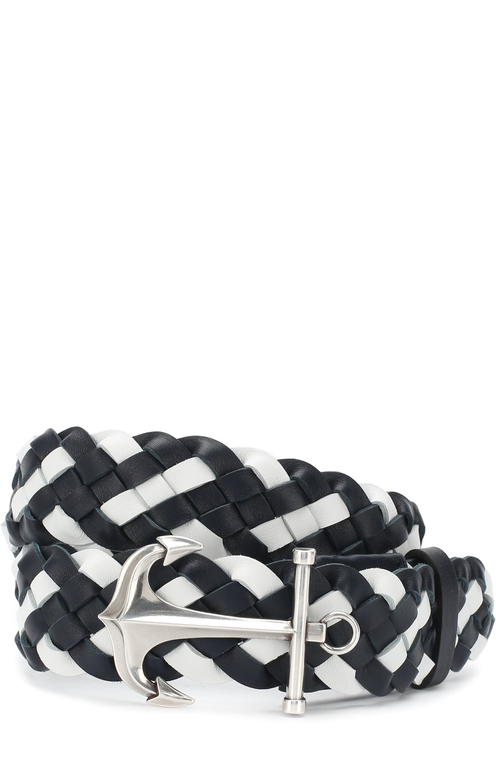 Плетеный кожаный ремень с фигурной пряжкой KITON, арт. USCANCN00957, фото 1