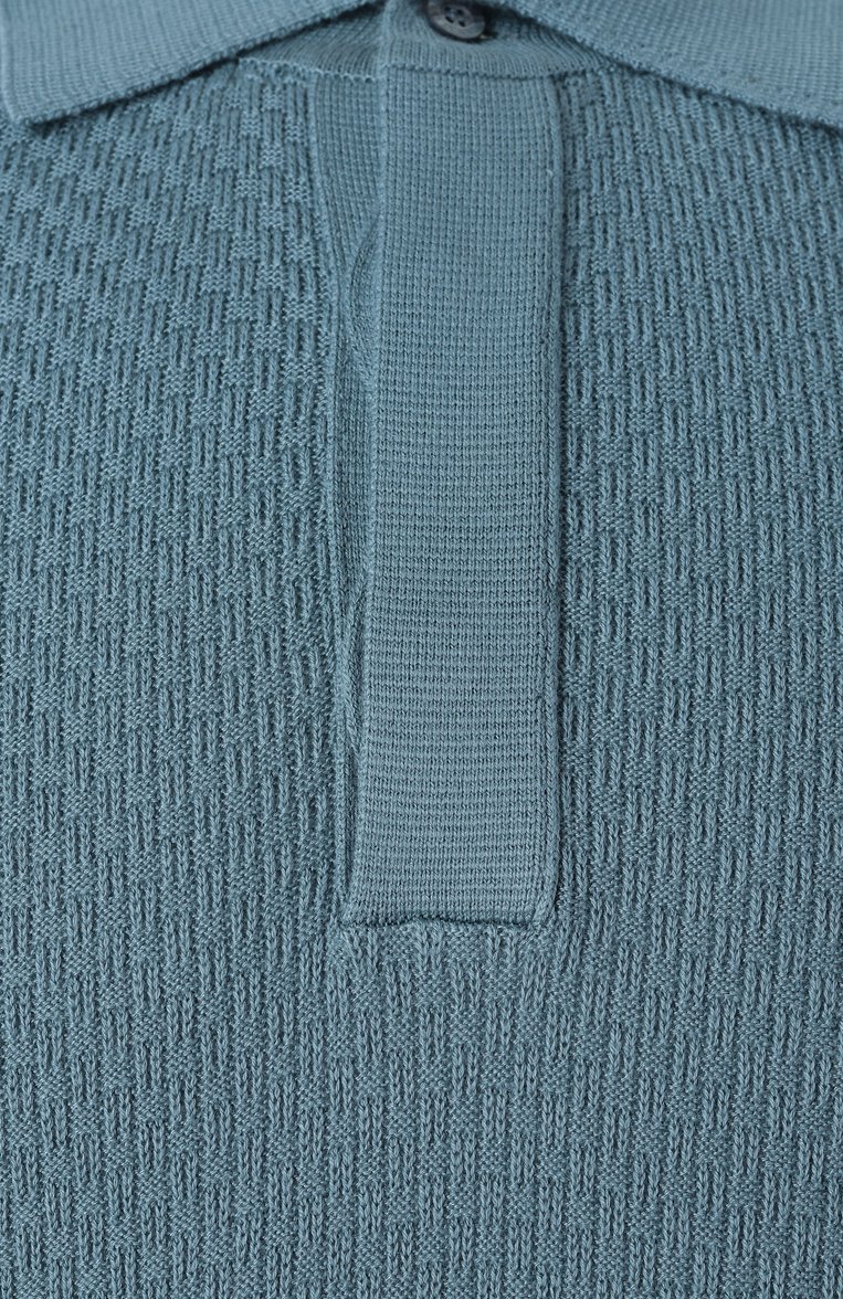 Мужское поло CANALI бирюзового цвета, арт. C1068/MK02267 | Фото 6 (Драгоценные камни: Проставлено; Материал сплава: Проставлено; Рукава: Короткие; Длина (для топов): Стандартные; Материал внешний: Хлопок, Синтетический материал; Застежка: Пуговицы; Принт: Без принта; Кросс-КТ: Трикотаж; Стили: Кэжуэл)