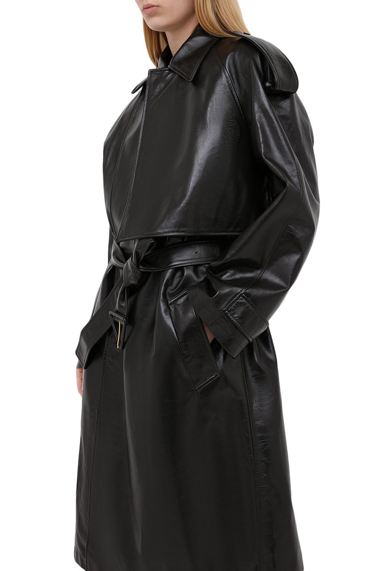 Женское кожаное пальто BOTTEGA VENETA темно-коричневого цвета, арт. 626527/VKLC0 | Фото 3 (Рукава: Длинные; Женское Кросс-КТ: Замша и кожа; Длина (верхняя одежда): Длинные; 1-2-бортные: Двубортные; Материал внешний: Натуральная кожа; Региональные ограничения белый список (Axapta Mercury): RU; Автоматизация ТО: Проставлено; Автоматизация состава: Проставлено)
