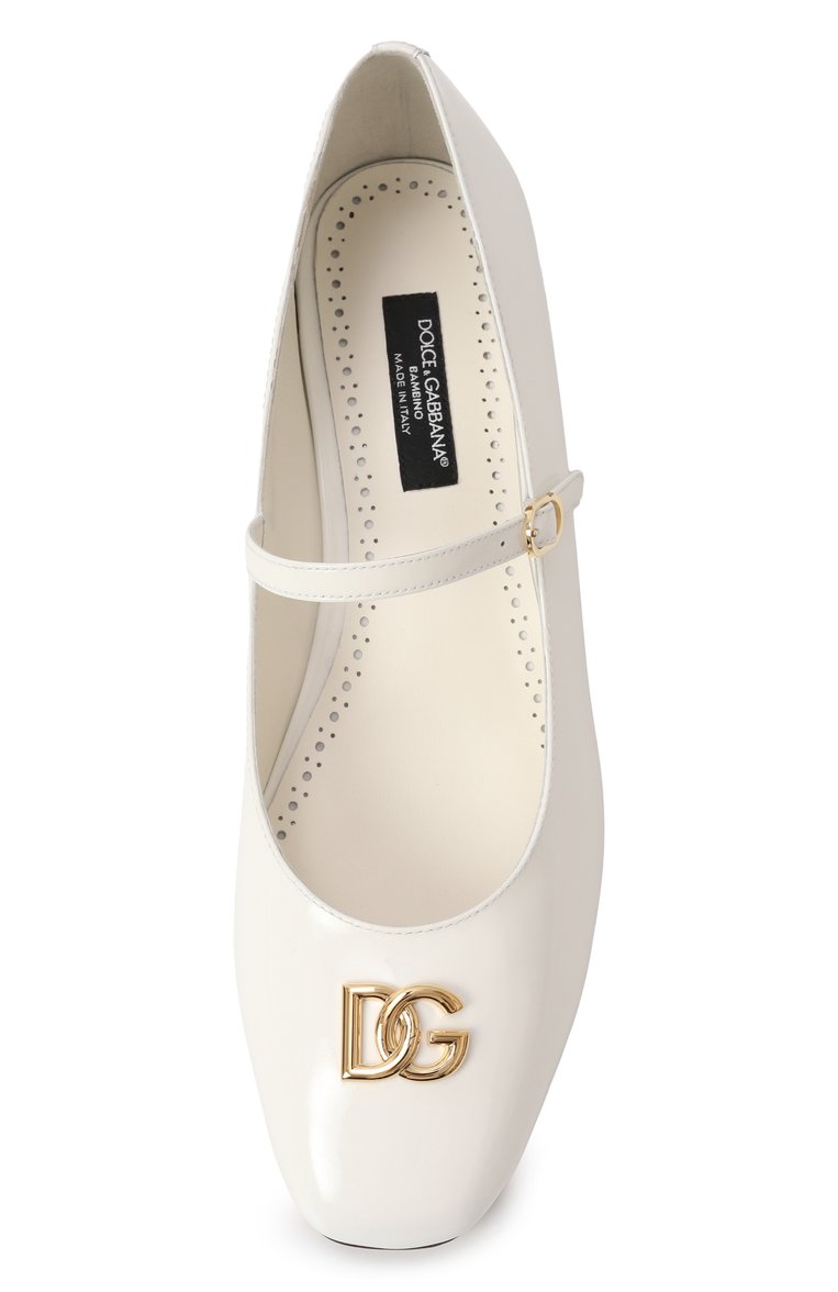 Детские кожаные туфли DOLCE & GABBANA белого цвета, арт. D11034/A1328/37-39 | Фото 4 (Материал внутренний: Натуральная кожа; Нос: Не проставлено; Материал внешний: Натуральная кожа; Автоматизация состава: Проставлено)