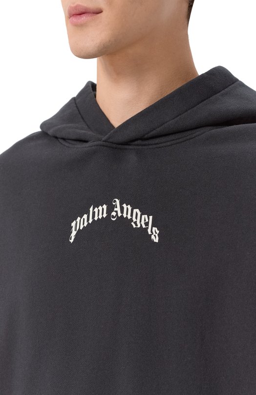 Хлопковое худи Palm Angels PMBB17EF25FLE004 Чёрный  PMBB17EF25FLE004 Фото 5