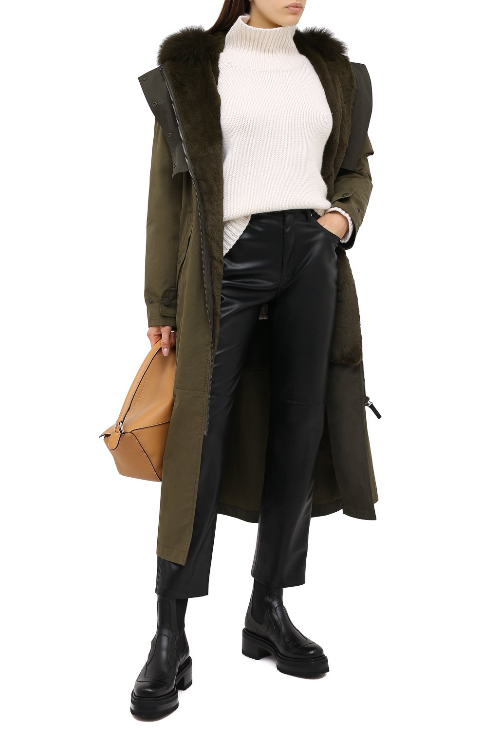 Парка с меховой отделкой YS ARMY PARIS хаки цвета по цене 221000 руб., арт. 21WFM03320A02X, фото 3 Парка с меховой отделкой YS ARMY PARIS, арт. 21WFM03320A02X, фото 3