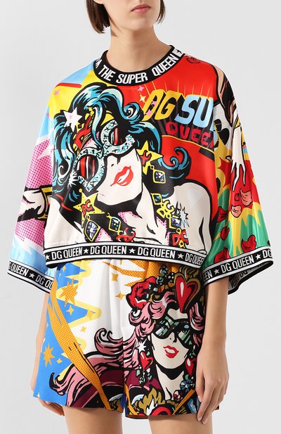 Топ с принтом DOLCE & GABBANA разноцветного цвета по цене 78950 руб., арт. F8L18T/G7R0N, фото 3 Топ с принтом DOLCE & GABBANA, арт. F8L18T/G7R0N, фото 3