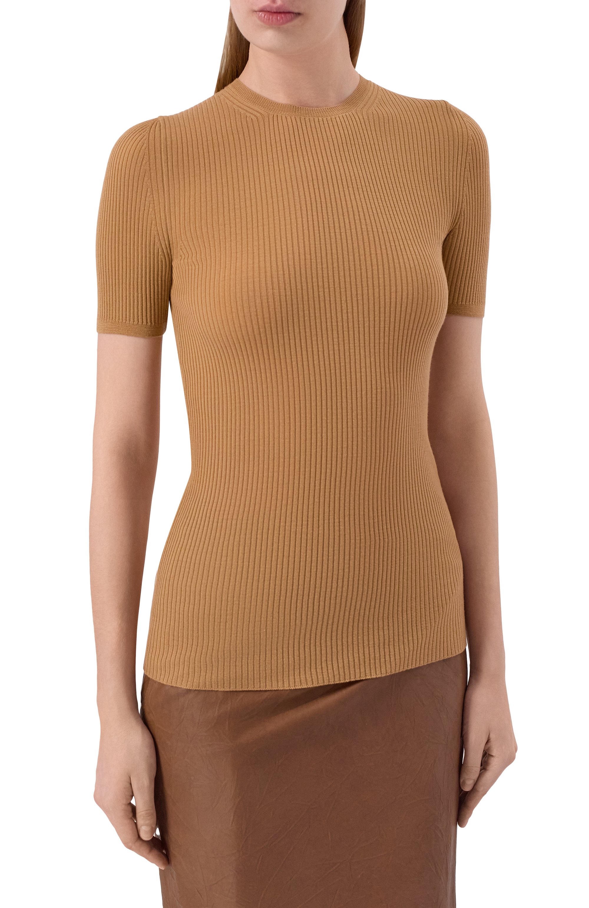 Шерстяной топ PETAR PETROV светло-коричневого цвета по цене 28050 руб., арт. F24K31, фото 3 Шерстяной топ PETAR PETROV, арт. F24K31, фото 3