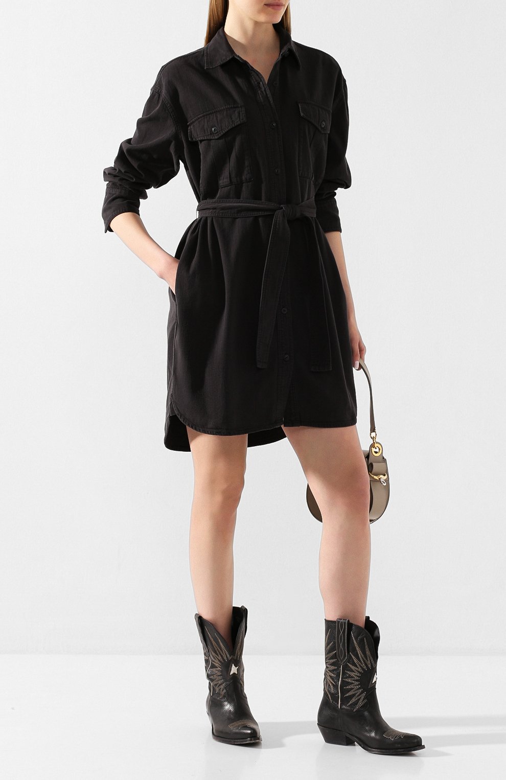 Джинсовое платье RAG AND BONE черного цвета по цене 49950 руб., арт. WCW20S30274B27, фото 2 Джинсовое платье RAG AND BONE, арт. WCW20S30274B27, фото 2