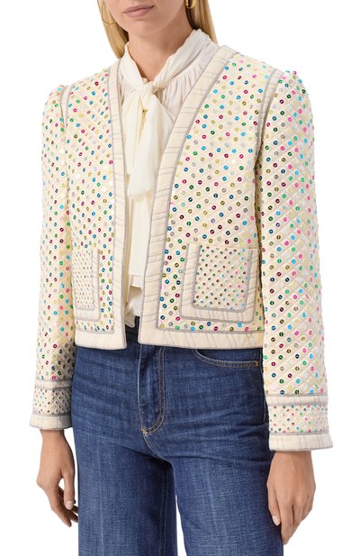 Шелковый жакет с отделкой пайетками VALENTINO, арт. BCE4NB8M6, фото 3