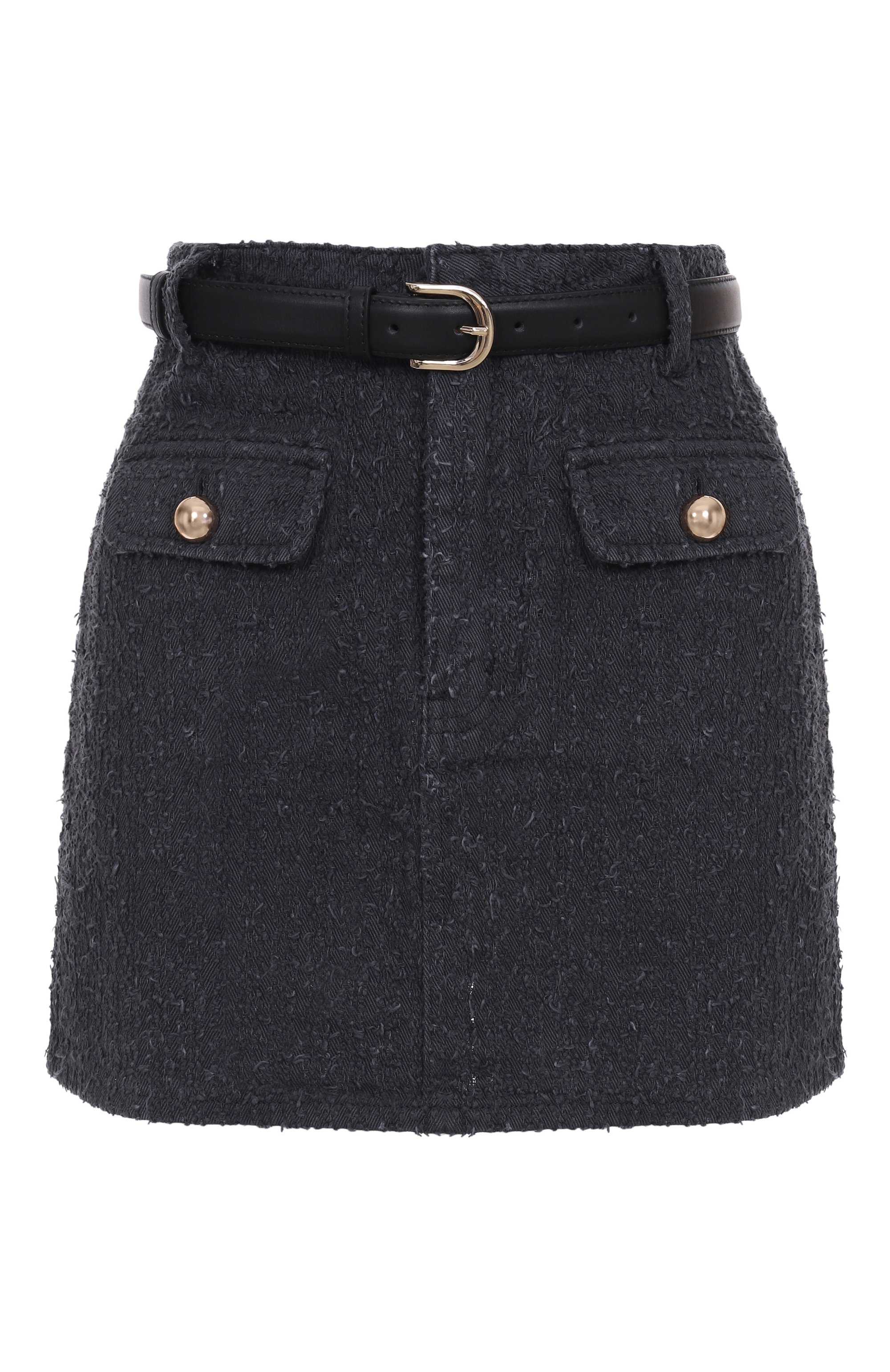 Джинсовая юбка SELF-PORTRAIT серого цвета по цене 33450 руб., арт. RS25820SKGR, фото 1 Джинсовая юбка SELF-PORTRAIT, арт. RS25820SKGR, фото 1