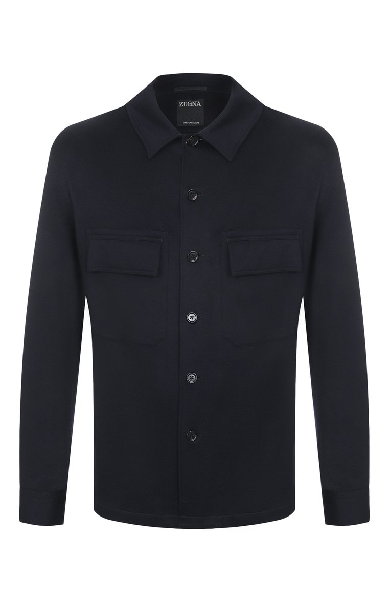 Мужская кашемировая куртка-рубашка ZEGNA темно-синего цвета, арт. S0T6B/E8V46 | Фото 1 (Длина (верхняя одежда): Короткие; Материал подклада: Синтетический материал; Материал внешний: Шерсть, Кашемир; Рукава: Длинные; Стили: Кэжуэл; Мужское Кросс-КТ: Куртка-рубашка, шерсть и кашемир; Кросс-КТ: Куртка, Легкие)