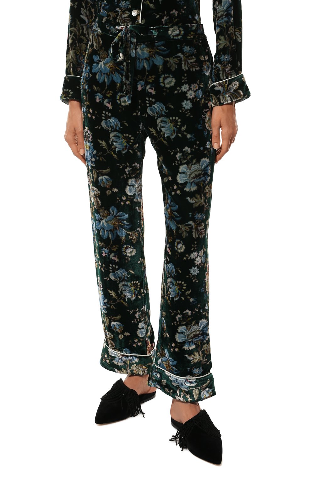 Пижама из вискозы и шелка OLIVIA VON HALLE темно-зеленого цвета по цене 73150 руб., арт. PS2201, фото 5 Пижама из вискозы и шелка OLIVIA VON HALLE, арт. PS2201, фото 5