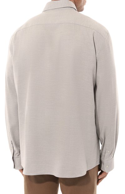 Рубашка из хлопка и лиоцелла BRUNELLO CUCINELLI светло-серого цвета по цене 49750 руб., арт. MY6360627W, фото 4 Рубашка из хлопка и лиоцелла BRUNELLO CUCINELLI, арт. MY6360627W, фото 4