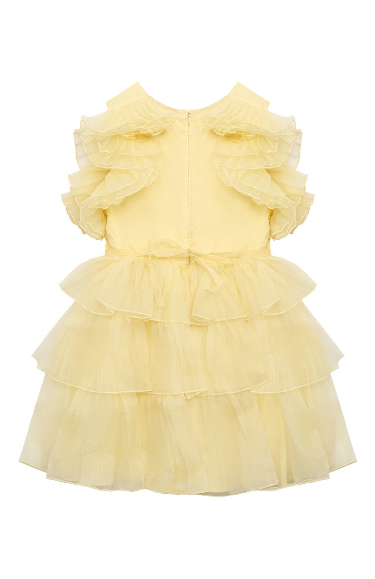 Детское шелковое платье BLUMARINE  цвета, арт. IA4053T3410 | Фото 2 (Материал сплава: Проставлено; Материал подклада: Вискоза; Рукава: Короткие; Материал внешний: Шелк; Драгоценные камни: Проставлено; Случай: Вечерний; Девочки Кросс-КТ: Платье-одежда; Ростовка одежда: 12 лет | 152 см, 6 лет | 116 см, 8 лет | 128 см, 10 - 11 лет | 140 - 146см, 16 лет | 164 см)