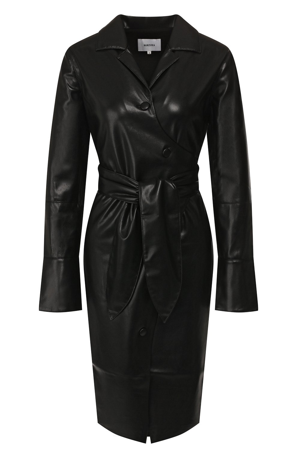 Платье с поясом NANUSHKA черного цвета по цене 63150 руб., арт. AILSA_BLACK_VEGAN LEATHER, фото 1 Платье с поясом NANUSHKA, арт. AILSA_BLACK_VEGAN LEATHER, фото 1