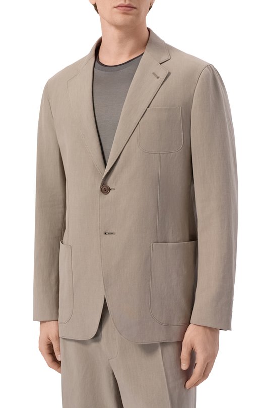 Льняной пиджак Giorgio Armani GM000140/TE10954 Бежевый  GM000140/TE10954 Фото 3